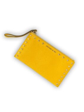 Michael Kors Yellow Studded Leather Wristlet
